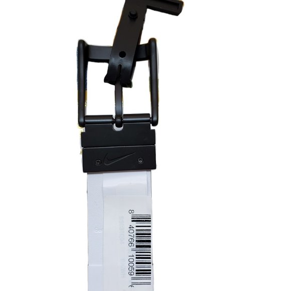 NIKE MENS LEATHER TEXTURED‎ REVERSIBLE GOLF BELT BLACK/WHITE SIZE:  40 - Picture 5 of 5